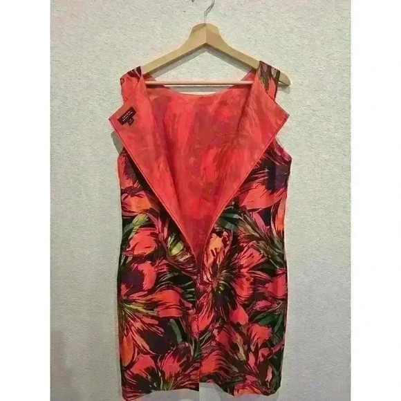 Tahari NWT sz 14 black melon fern tahari print - Picture 3 of 4